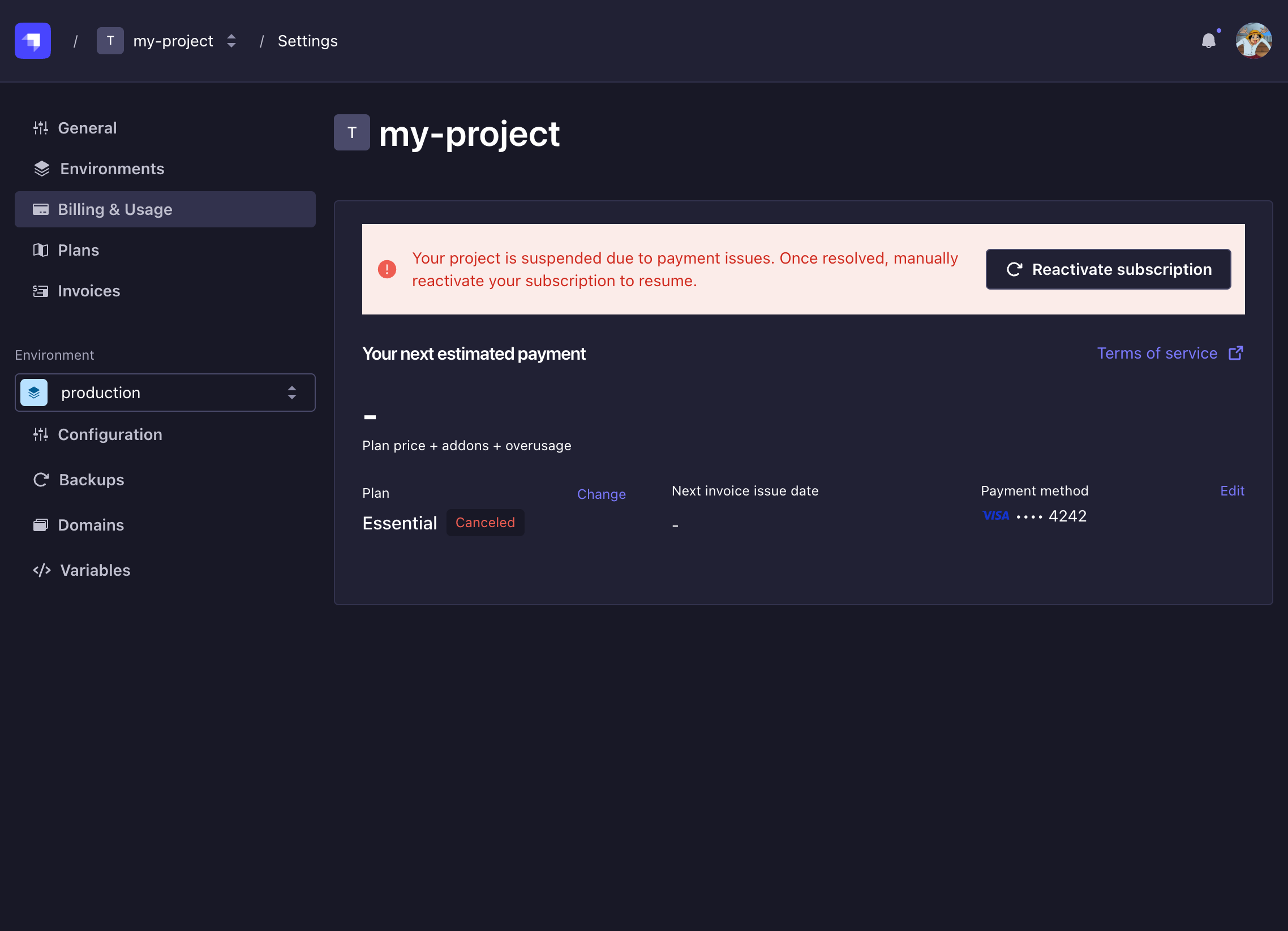 Reactivate subscription